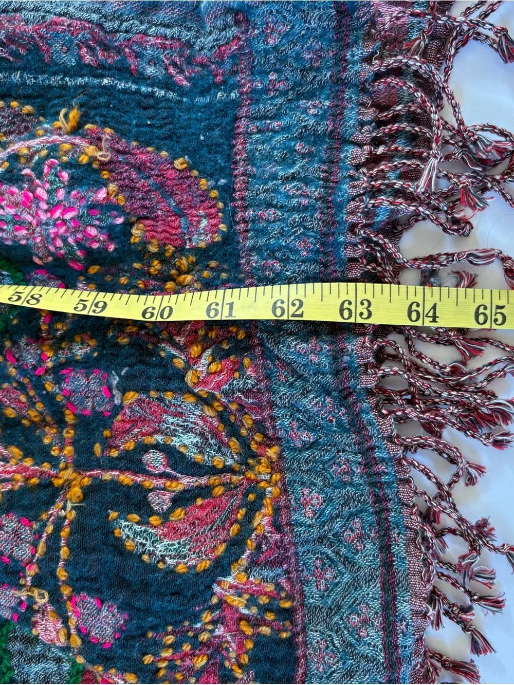 Boho Scarf Cotton Wool Floral Birds Thick Reversible Tapestry Style Artsy Shawl